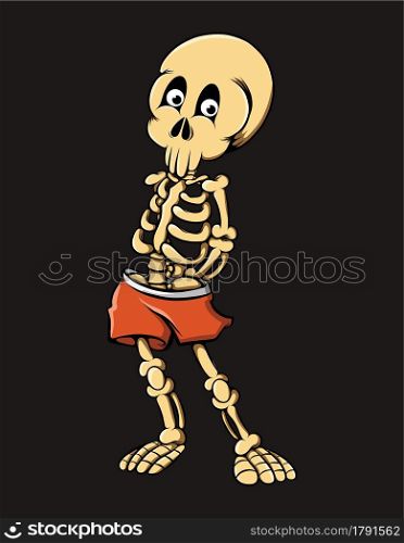 The human boy skull wearing the short of illustration