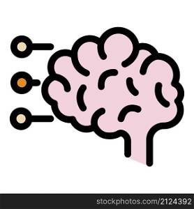 The human brain and footnotes icon. Outline the human brain and footnotes vector icon color flat isolated. The human brain and footnotes icon color outline vector