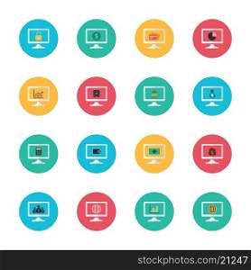 The icons in the monitors. Vector illustration