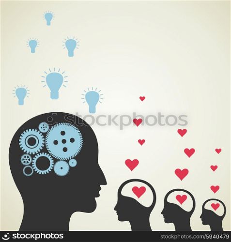 The ideological brain is more than enamoured. A vector illustration