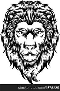 The illustration of the big lion single head for tattoo ideas