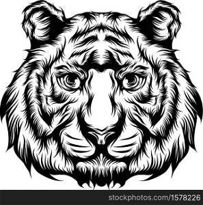 The illustration of the tiger single head for the tattoo ideas