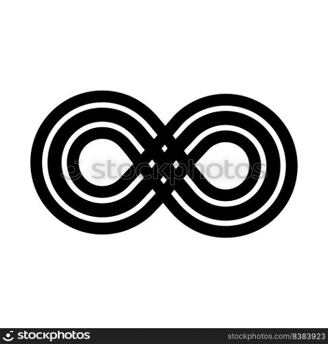The image is a black and white drawing of an infinity symbol. The symbol is made up of three circles that are connected to each other
