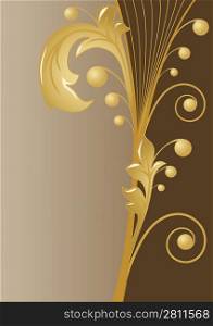 The image of gold leavts on a brown background