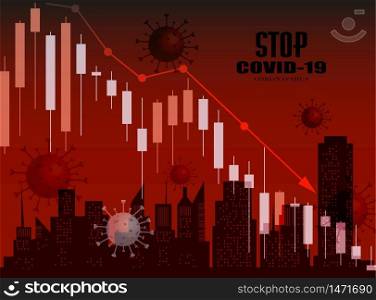 The impact of coronavirus on the stock exchange and the global economy. Stock market chart in down trend crisis from covid19 virus outbreak. Corona virus outbreak pandemic affects the Economic fallout.