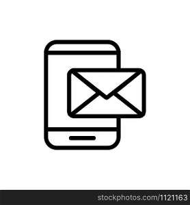 The incoming message in the phone is a vector icon. A thin line sign. Isolated contour symbol illustration. The incoming message in the phone is a vector icon. Isolated contour symbol illustration