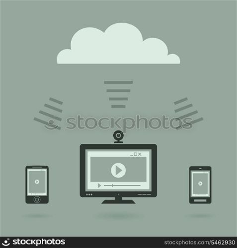 The information from the computer in phone. A vector illustration
