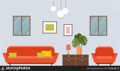 The interior of the living room. Vector illustration