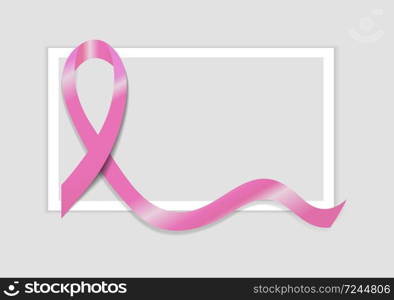 The international symbol of the fight against breast cancer, pink silk ribbon on white background. Vector illustration