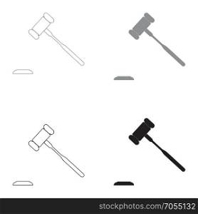 The judicial hammer the black and grey color set icon .. The judicial hammer it is the black and grey color set icon .
