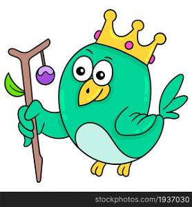 the king of birds is green wearing a golden crown