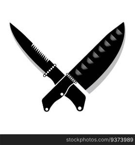 The knife for meat icon. Knife and chef, kitchen symbol Butcher’s design elements for logo, poster, emblem. Vector Illustration