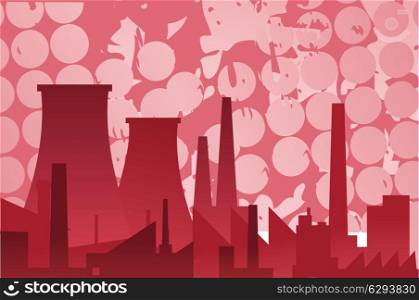 The landscape of industrial buildings in pink