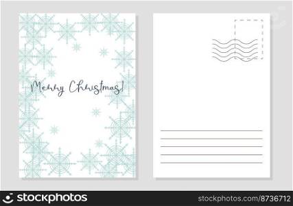 the layout of the greeting card snowflakes frame. the layout of the postcard winter picture