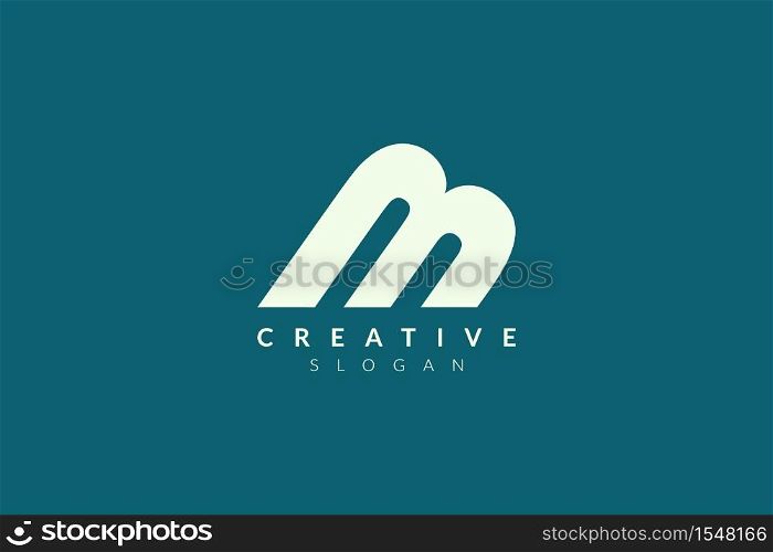 The letter M logo design extends to the side. Minimalist and modern vector illustration design suitable for business or brand.