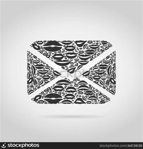 The letter made of lips. A vector illustration