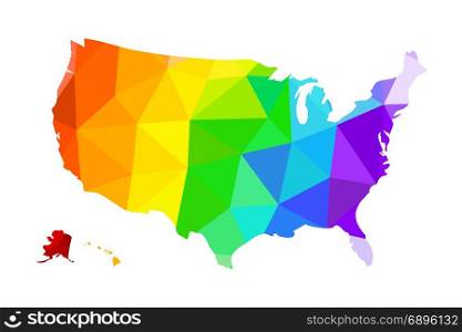 The LGBT flag in the form of a map of the United States of America. The LGBT flag in the form of a map of the United States of America. Vector illustration