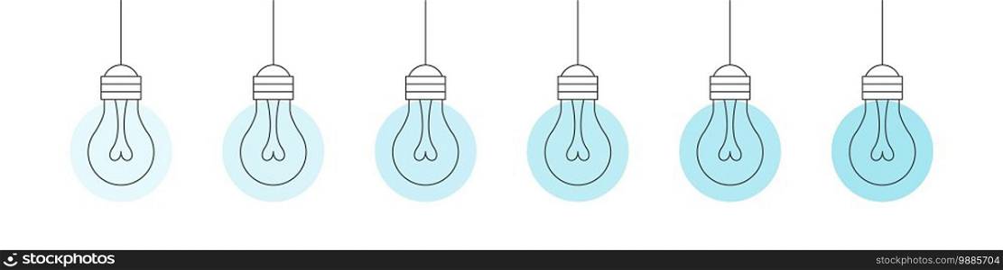 The light bulbs. Idea concept. Light bulbs icon with light blue glow. Ideas symbol illustration. Vector illustration
