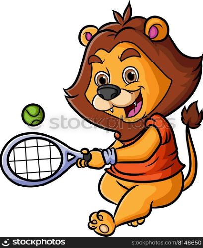 The lion as the professional tennis and hit the ball