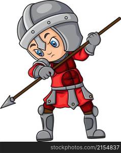 The little knight man with the strong armor and spear