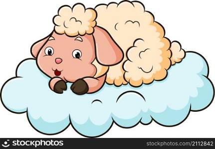 The little sheep is lying on the cloud