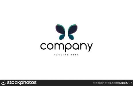 The logo is an abstract image of a butterfly.