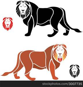 The male lion on a white background - vector