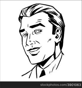 The man face smiling sketch graphics. The image of a successful businessman. man face smiling sketch graphics