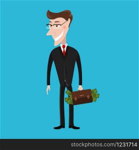 The man in a suit. Businessman with a briefcase. Business, success concept. Vector illustration