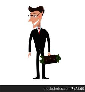 The man in a suit. Businessman with a briefcase. Business, success concept. Vector illustration. Vector. The man in a suit. Businessman with a briefcase. Business, success concept.