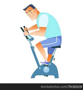 The man in sportswear engaged in Cycling weight. sportsman exercise bike