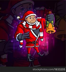 The man with the santa costume rings the bell esport mascot design