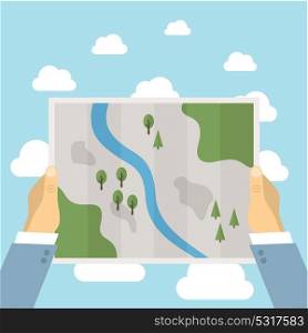 The map in flat style. Vector illustration