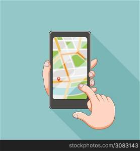 The maps site in the smartphone