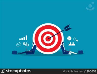 The market strategy business with team people working vector illustrator