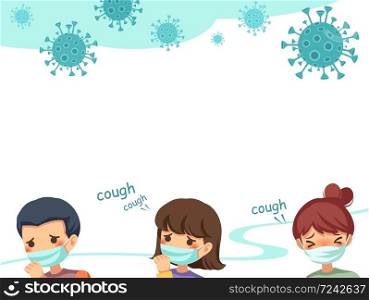 The masked patients and Coronavirus background. Vector illustration.