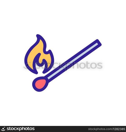 The match burns the icon vector. Thin line sign. Isolated contour symbol illustration. The match burns the icon vector. Isolated contour symbol illustration