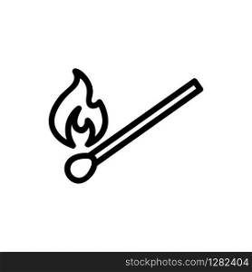 The match burns the icon vector. Thin line sign. Isolated contour symbol illustration. The match burns the icon vector. Isolated contour symbol illustration