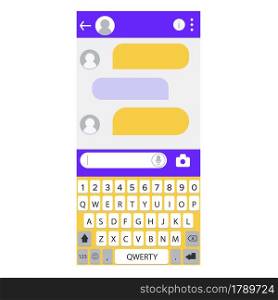 The messenger window. Chat bot for communication in the mobile smartphone app and on the website. Feedback template. Vector.. The messenger window. Chat bot for communication in the mobile smartphone app and on the website. Feedback template. Vector