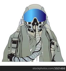 The military pilot in the plane in a helmet vector