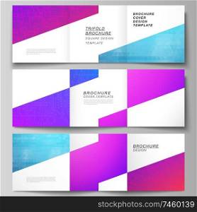 The minimal vector editable layout of square format covers design templates for trifold brochure, flyer, magazine. Abstract geometric pattern with colorful gradient business background. The minimal vector editable layout of square format covers design templates for trifold brochure, flyer, magazine. Abstract geometric pattern with colorful gradient business background.