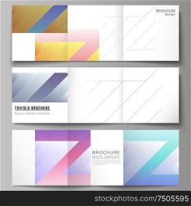 The minimal vector editable layout of square format covers design templates for trifold brochure, flyer, magazine. Creative modern cover concept, colorful background. The minimal vector editable layout of square format covers design templates for trifold brochure, flyer, magazine. Creative modern cover concept, colorful background.