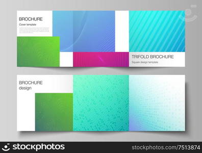 The minimal vector editable layout of square format covers design templates for trifold brochure, flyer, magazine. Abstract geometric pattern with colorful gradient business background. The minimal vector editable layout of square format covers design templates for trifold brochure, flyer, magazine. Abstract geometric pattern with colorful gradient business background.