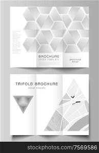 The minimal vector illustration layouts. Modern creative covers design templates for trifold brochure or flyer. Abstract geometric triangle design background using different triangular style patterns. The minimal vector illustration layouts. Modern creative covers design templates for trifold brochure or flyer. Abstract geometric triangle design background using different triangular style patterns.