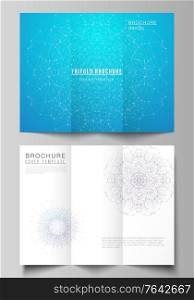 The minimal vector illustration layouts. Modern creative covers design templates for trifold brochure or flyer. Big Data Visualization, geometric communication background with connected lines and dots. The minimal vector illustration layouts. Modern creative covers design templates for trifold brochure or flyer. Big Data Visualization, geometric communication background with connected lines and dots.