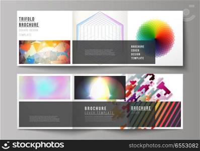 The minimal vector illustration of editable layout. Modern creative covers design templates for trifold square brochure or flyer. Abstract colorful geometric backgrounds in minimalistic design to choose from. The minimal vector illustration of editable layout. Modern covers design templates for trifold square brochure or flyer. Abstract colorful geometric backgrounds in minimalistic design to choose from