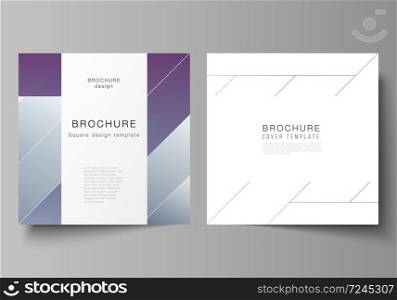 The minimal vector illustration of editable layout of two square format covers design templates for brochure, flyer, magazine. Creative modern cover concept, colorful background. The minimal vector illustration of editable layout of two square format covers design templates for brochure, flyer, magazine. Creative modern cover concept, colorful background.
