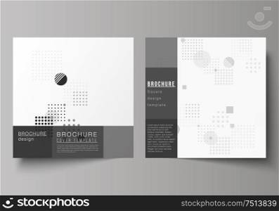 The minimal vector illustration of editable layout of two square format covers design templates for brochure, flyer, magazine. Abstract vector background with fluid geometric shapes. The minimal vector illustration of editable layout of two square format covers design templates for brochure, flyer, magazine. Abstract vector background with fluid geometric shapes.