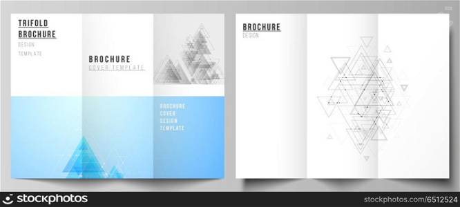 The minimal vector illustration of editable layouts. Modern covers design templates for trifold brochure or flyer. Polygonal background with triangles, connecting dots and lines. Connection structure.. The minimal vector illustration of editable layouts. Modern covers design templates for trifold brochure or flyer. Polygonal background with triangles, connecting dots and lines. Connection structure