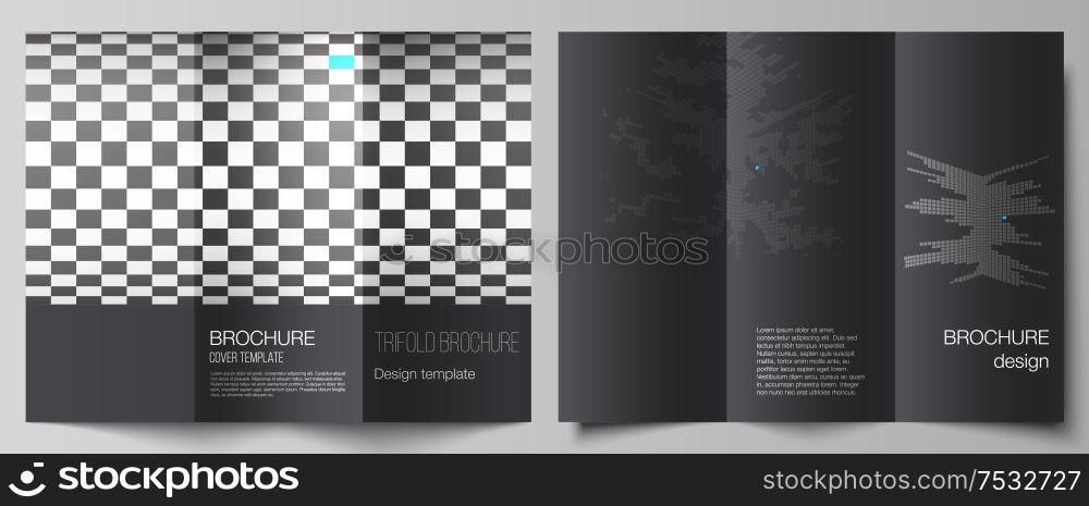 The minimal vector illustration of editable layouts. Modern creative covers design templates for trifold brochure or flyer. Abstract big data visualization concept backgrounds with cubes. The minimal vector illustration of editable layouts. Modern creative covers design templates for trifold brochure or flyer. Abstract big data visualization concept backgrounds with cubes.